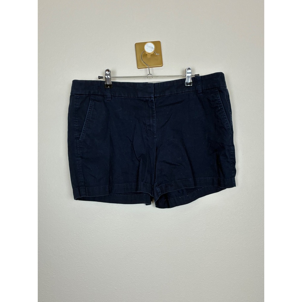 J. By J.Crew Navy Blue Chino Shorts Women 12 Cotton Mid Rise Casual Summer (C15)